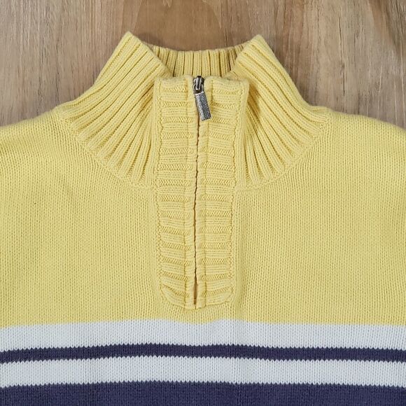 🔹️Liz Claiborne Yellow & Blue Wool Blend Zip Mock Neck Sweater Medium - Picture 3 of 8